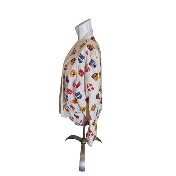 CLICK Paris France VTG Coat of Arms Heraldic Shield Print Cotton Bomber Jacket M - Picture 3 of 8